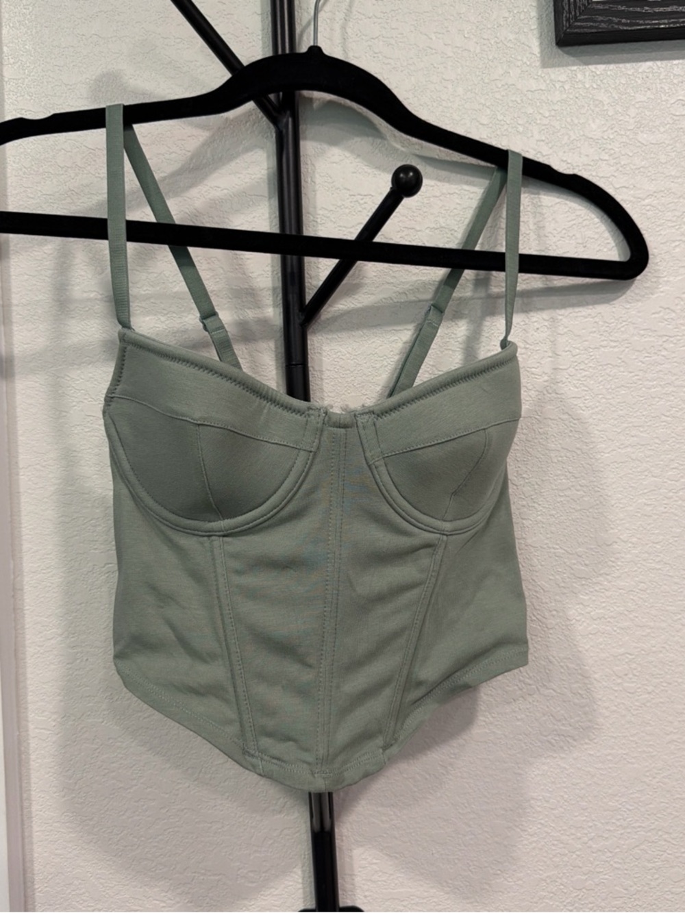 Sage Green Bustier Crop Top with Structured Cups